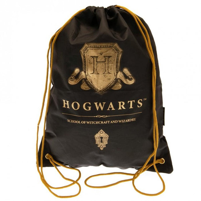 Front - Harry Potter Hogwarts Crest Drawstring Bag