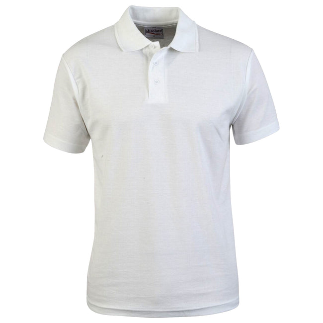 White - Front - Absolute Apparel Mens Pioneer Polo