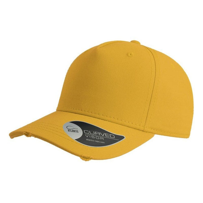 Yellow - Front - Atlantis Cargo Weathered Visor 5 Panel Cap