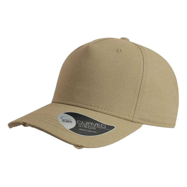 Khaki - Front - Atlantis Cargo Weathered Visor 5 Panel Cap