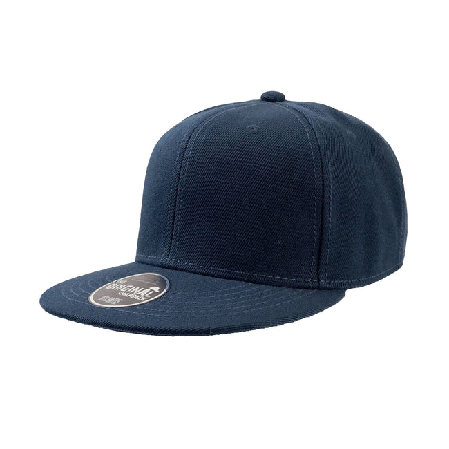 Navy - Front - Atlantis Children-Kids Flat Visor 6 Panel Snap Back Cap