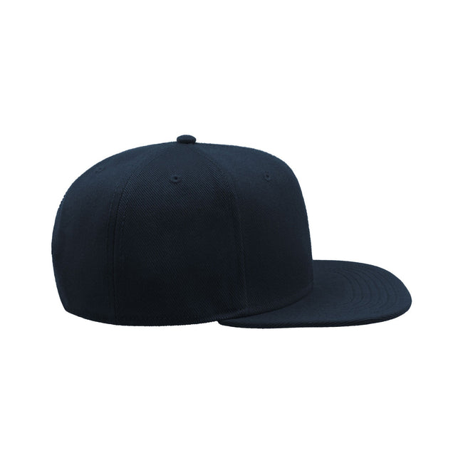 Navy - Side - Atlantis Children-Kids Flat Visor 6 Panel Snap Back Cap