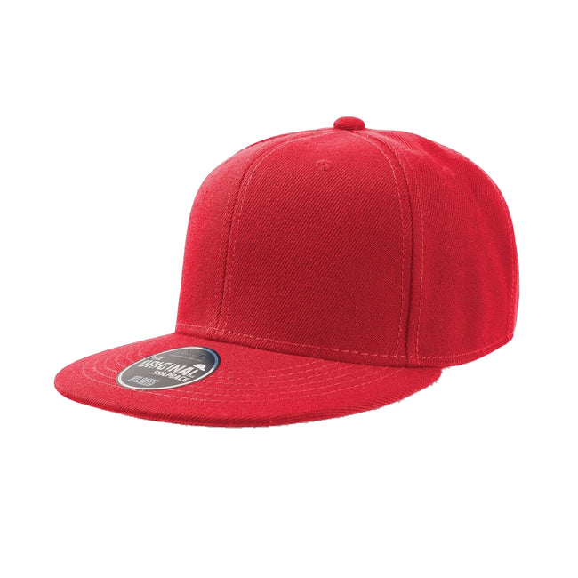 Red - Front - Atlantis Children-Kids Flat Visor 6 Panel Snap Back Cap