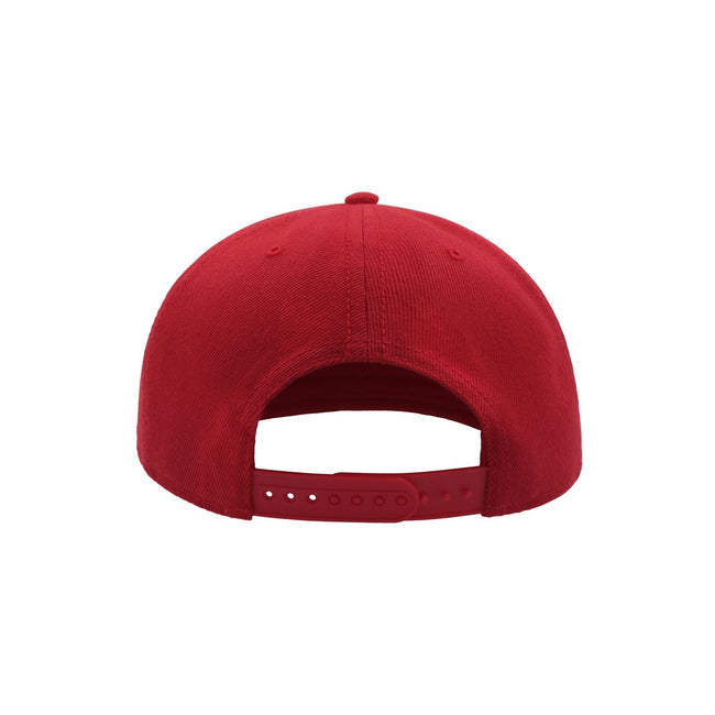 Red - Back - Atlantis Children-Kids Flat Visor 6 Panel Snap Back Cap