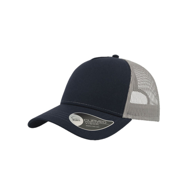 Navy-Gray - Front - Atlantis Rapper Cotton 5 Panel Trucker Cap
