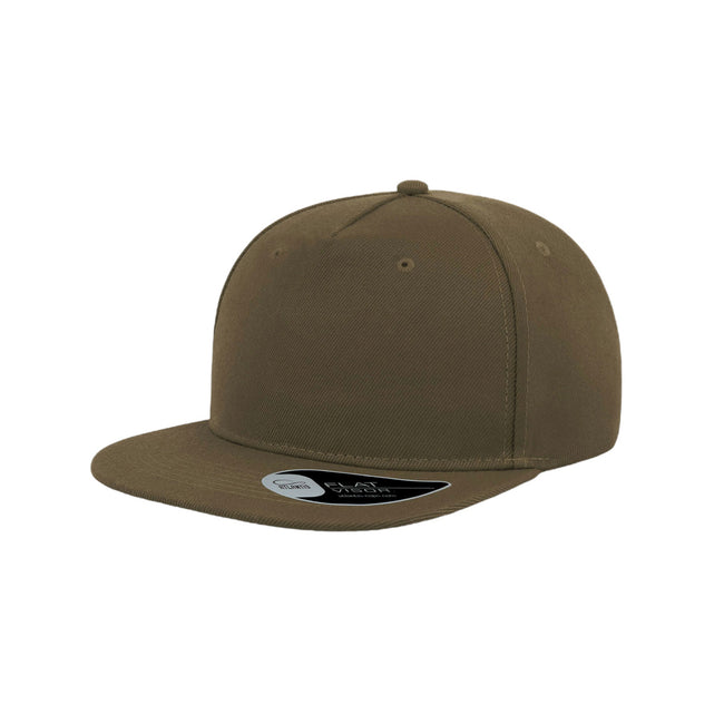 Olive - Front - Atlantis Flat Visor 5 Panel Cap