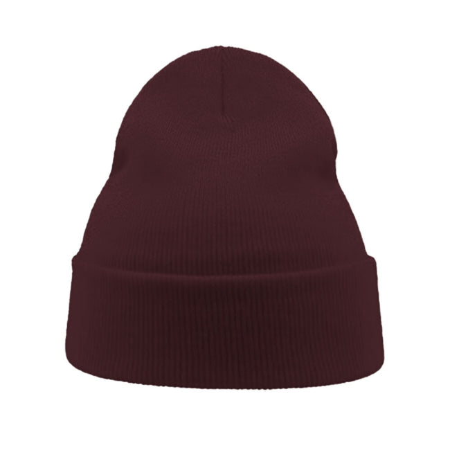 Burgundy Melange - Side - Atlantis Wind Double Skin Beanie With Turn Up