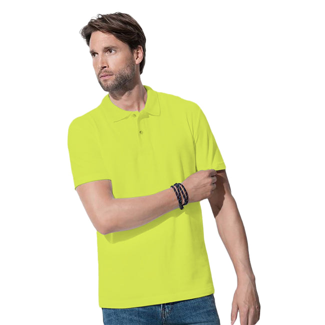 Bright Lime - Back - Stedman Mens Cotton Polo