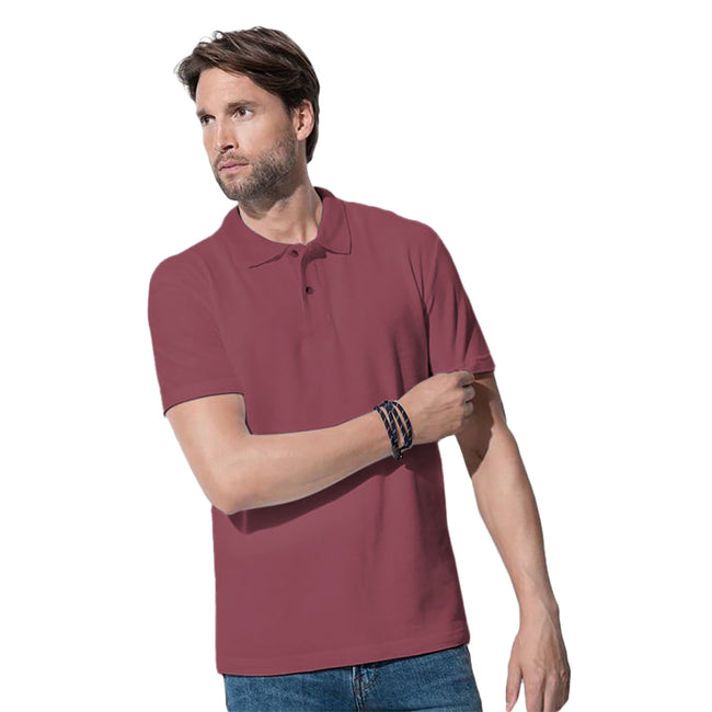 Burgundy Red - Back - Stedman Mens Cotton Polo