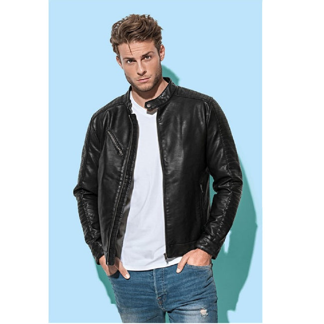 Black Opal - Back - Stedman Mens Active Biker Jacket