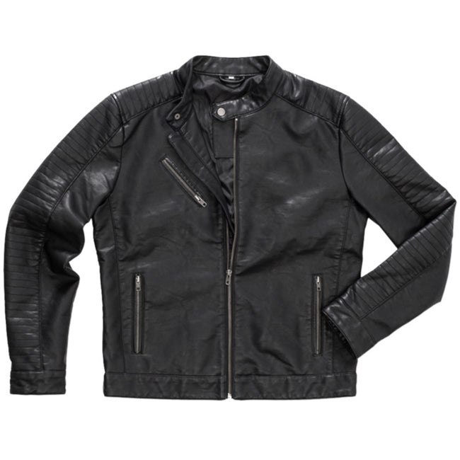 Black Opal - Front - Stedman Mens Active Biker Jacket