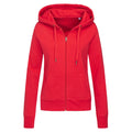 Crimson Red - Front - Stedman Womens-Ladies Active Zip Hood