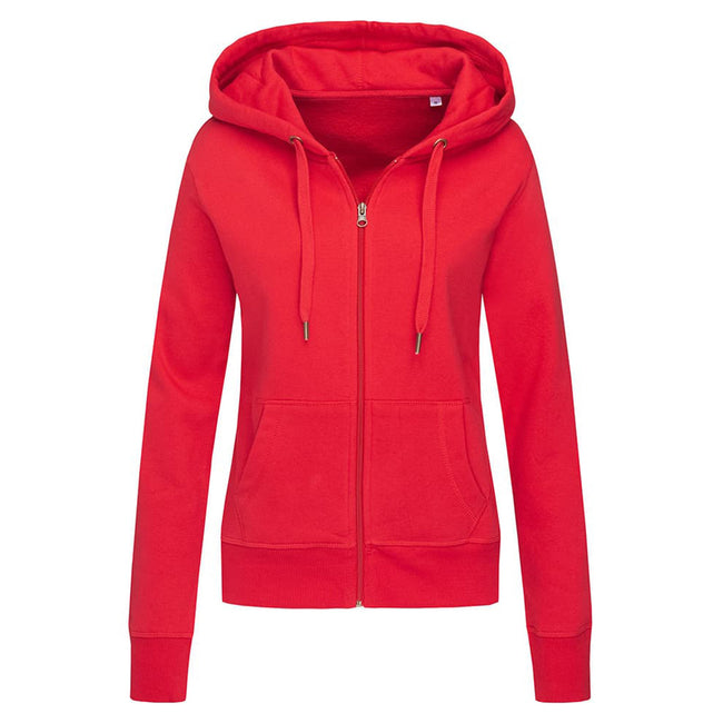 Crimson Red - Front - Stedman Womens-Ladies Active Zip Hood
