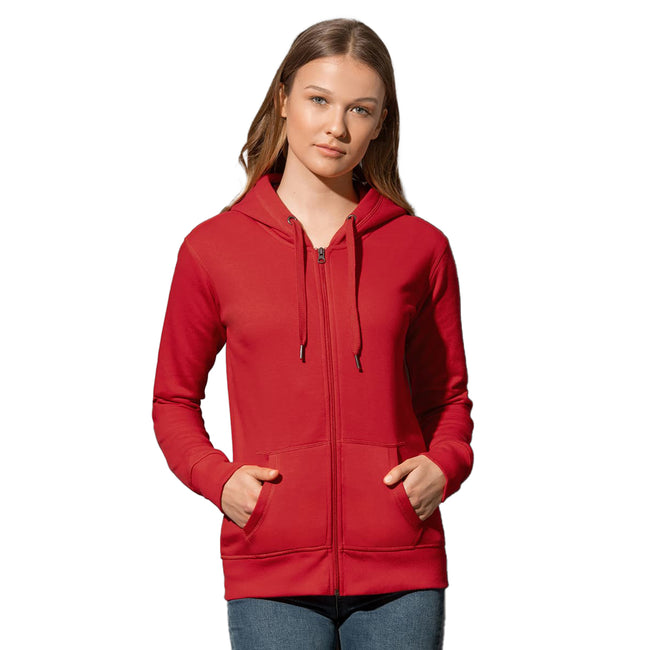 Crimson Red - Back - Stedman Womens-Ladies Active Zip Hood