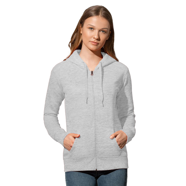 Heather Gray - Back - Stedman Womens-Ladies Active Zip Hood
