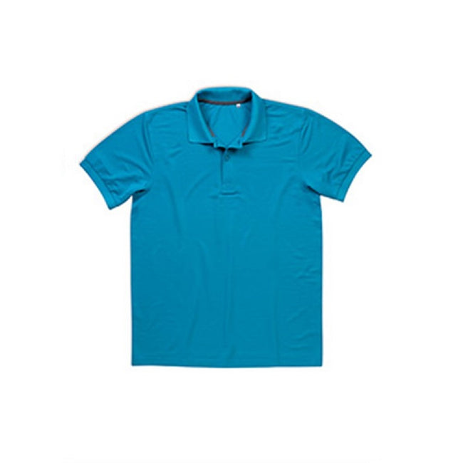 Hawaii Blue - Front - Stedman Mens Active Pique Polyester Polo