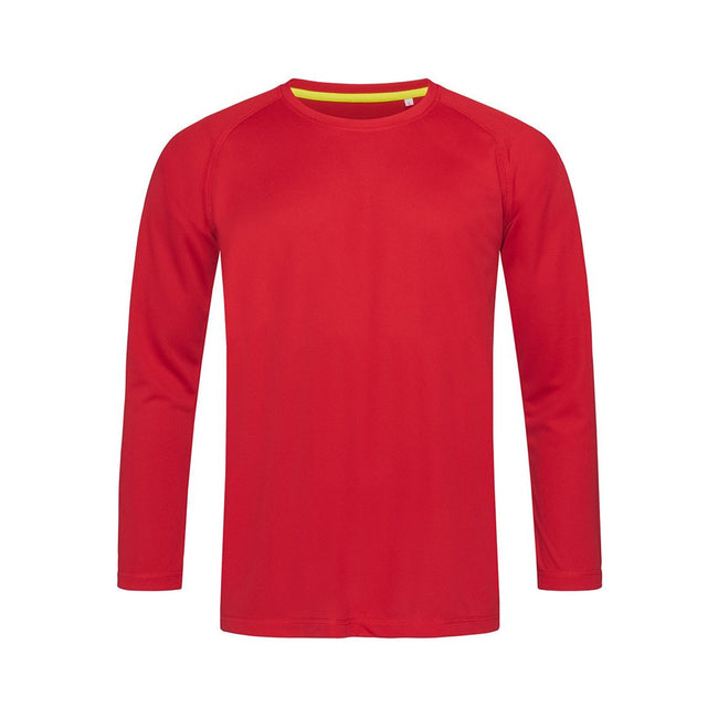 Crimson Red - Front - Stedman Mens Active 140 Long Sleeved Tee