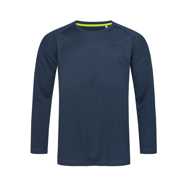 Marina Blue - Front - Stedman Mens Active 140 Long Sleeved Tee