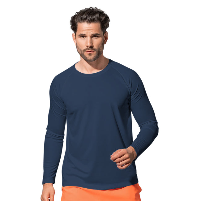 Marina Blue - Back - Stedman Mens Active 140 Long Sleeved Tee