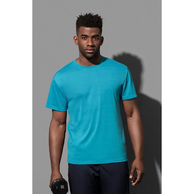 Hawaii Blue - Back - Stedman Mens Active Cotton Touch Tee