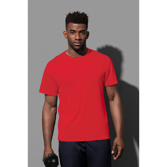 Crimson Red - Back - Stedman Mens Active Cotton Touch Tee