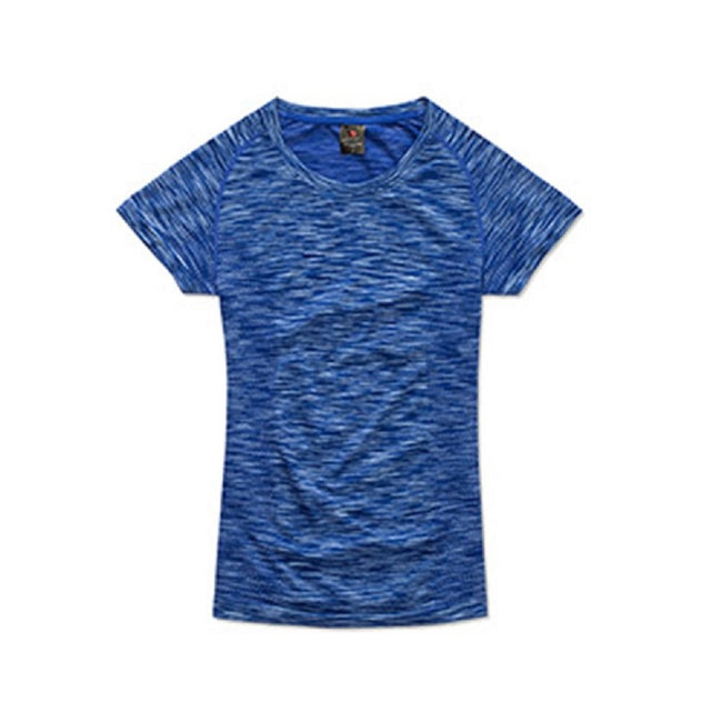 King Blue Melange - Front - Stedman Womens-Ladies Active Seamless Raglan Tee