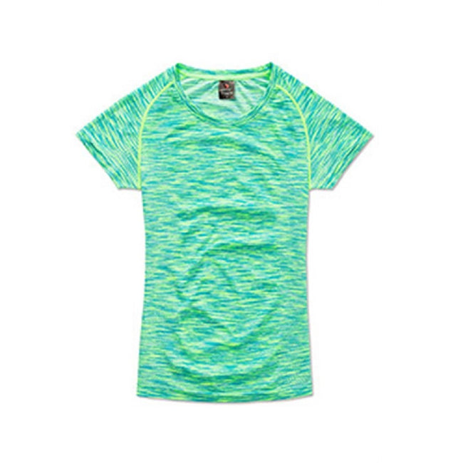 Kiwi Green Melange - Front - Stedman Womens-Ladies Active Seamless Raglan Tee