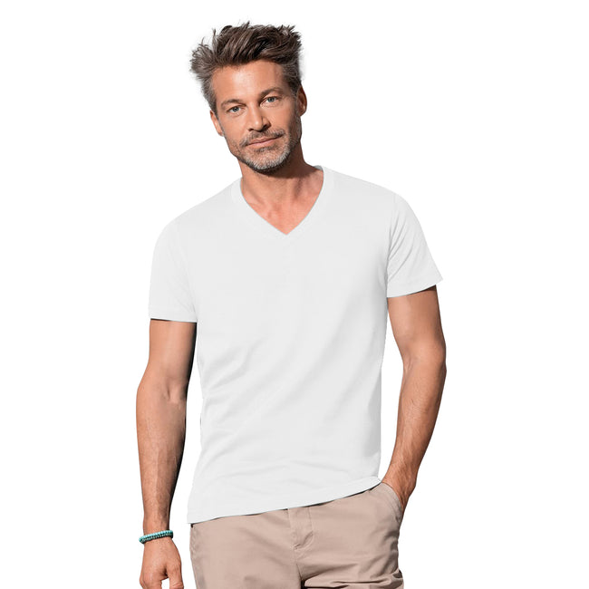 White - Back - Stedman Mens James V Neck Tee