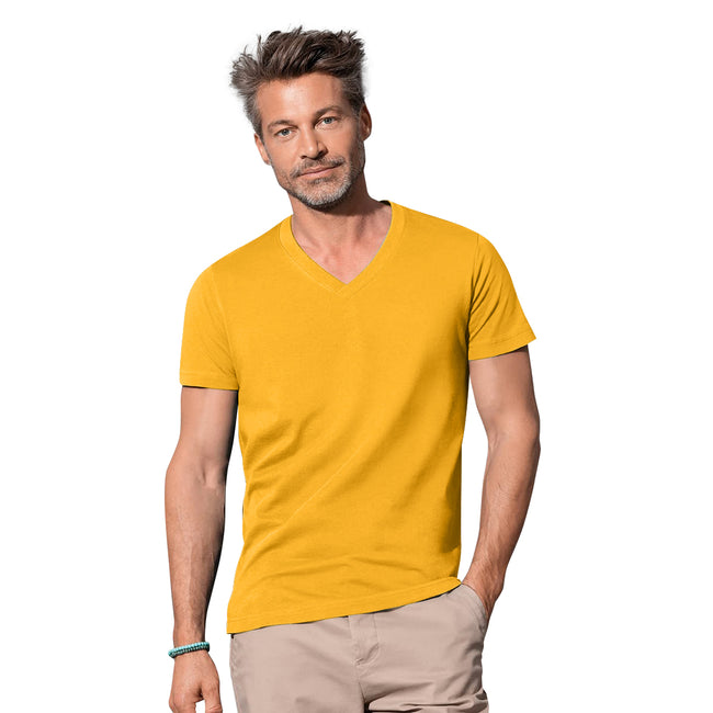 Indian Yellow - Back - Stedman Mens James V Neck Tee