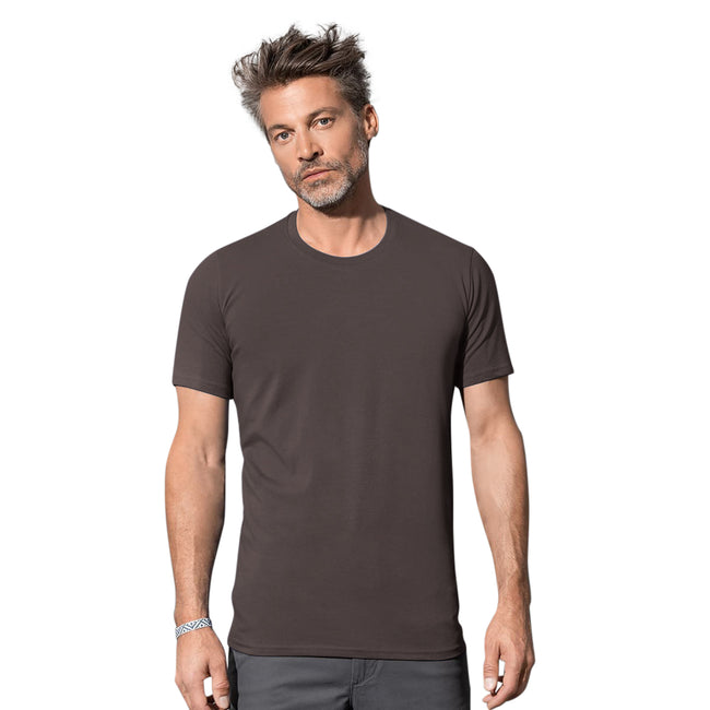Dark Chocolate Brown - Back - Stedman Stars Mens Clive Crew Neck Tee