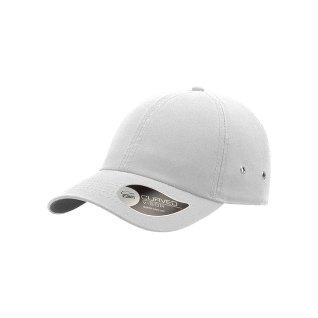 White - Side - Atlantis Action 6 Panel Chino Baseball Cap (Pack of 2)