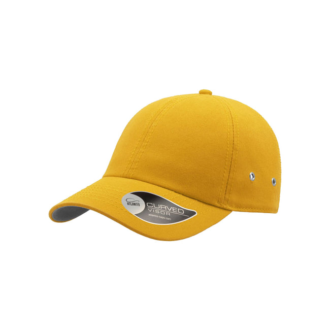 Yellow - Side - Atlantis Action 6 Panel Chino Baseball Cap (Pack of 2)