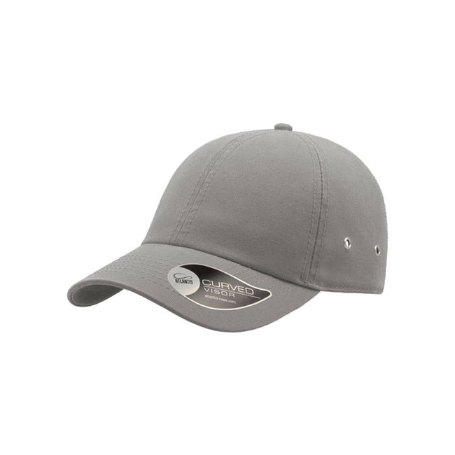 Grey - Side - Atlantis Action 6 Panel Chino Baseball Cap (Pack of 2)
