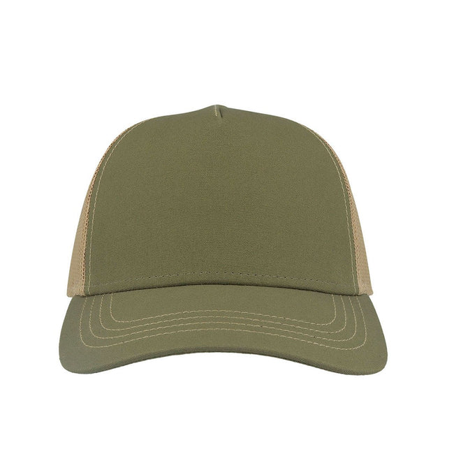 Olive-Khaki - Side - Atlantis Rapper Canvas 5 Panel Trucker Cap