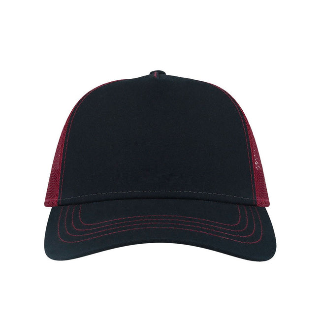 Navy-Burgundy - Side - Atlantis Rapper Canvas 5 Panel Trucker Cap