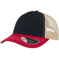 Navy-Burgundy-Beige - Front - Atlantis Rapper Canvas 5 Panel Trucker Cap