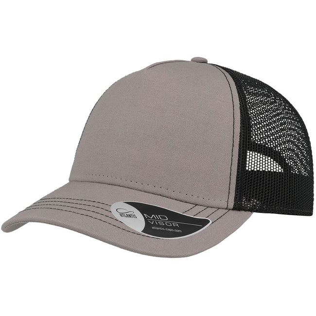 Gray-Black - Front - Atlantis Rapper Canvas 5 Panel Trucker Cap