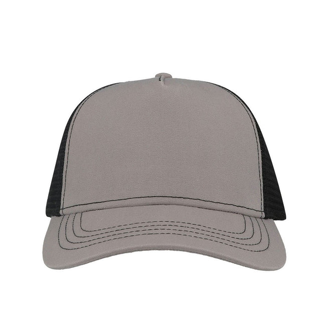 Gray-Black - Side - Atlantis Rapper Canvas 5 Panel Trucker Cap