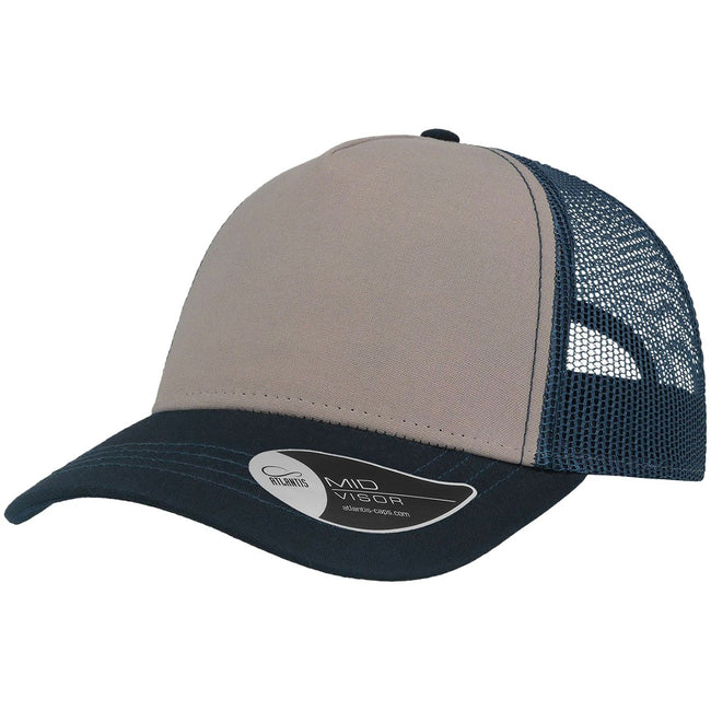 Gray-Navy - Front - Atlantis Rapper Canvas 5 Panel Trucker Cap