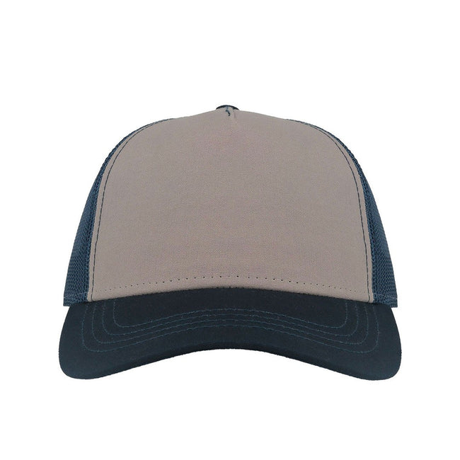Gray-Navy - Side - Atlantis Rapper Canvas 5 Panel Trucker Cap