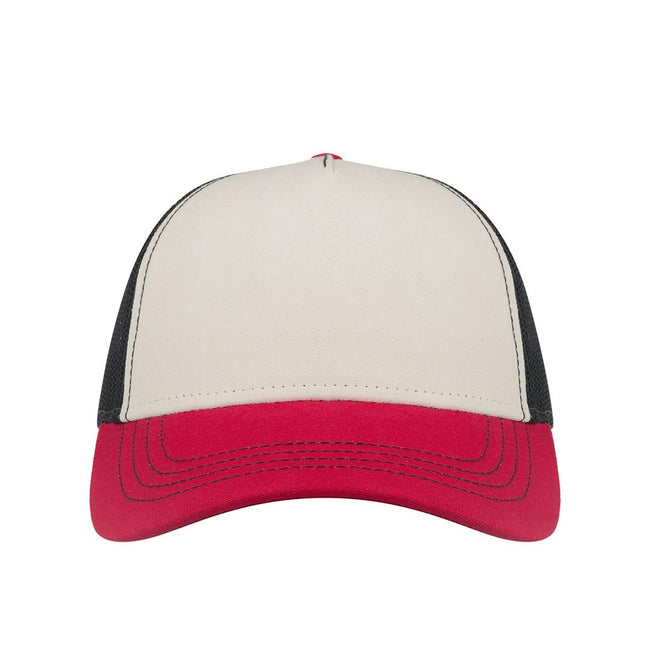 White-Burgundy-Black - Side - Atlantis Rapper Canvas 5 Panel Trucker Cap