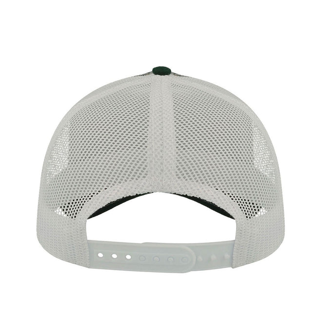 Bottle Green-White - Back - Atlantis Rapper Canvas 5 Panel Trucker Cap