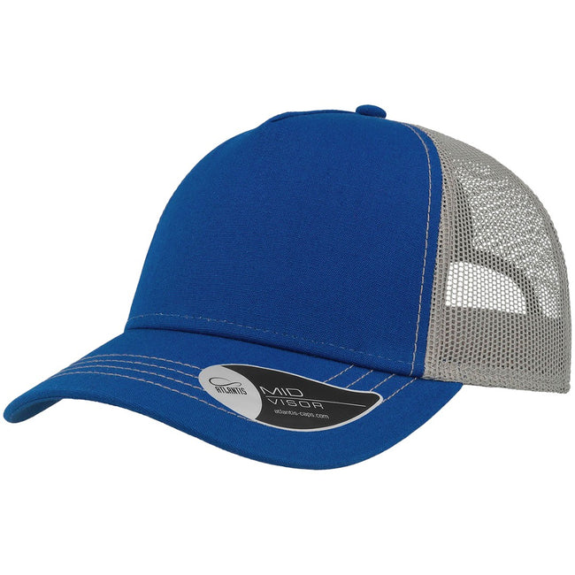 Royal Blue-Gray - Front - Atlantis Rapper Canvas 5 Panel Trucker Cap
