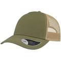 Olive-Khaki - Front - Atlantis Rapper Canvas 5 Panel Trucker Cap