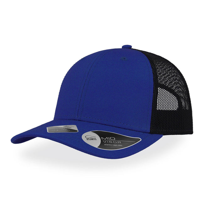 Royal Blue-Black - Front - Atlantis Recy Three Recycled 6 Panel Trucker Cap