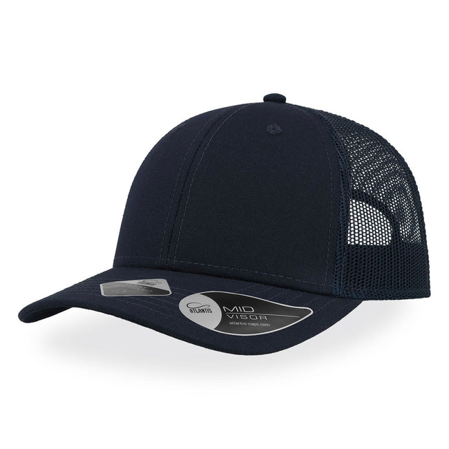 Navy-Navy - Front - Atlantis Recy Three Recycled 6 Panel Trucker Cap