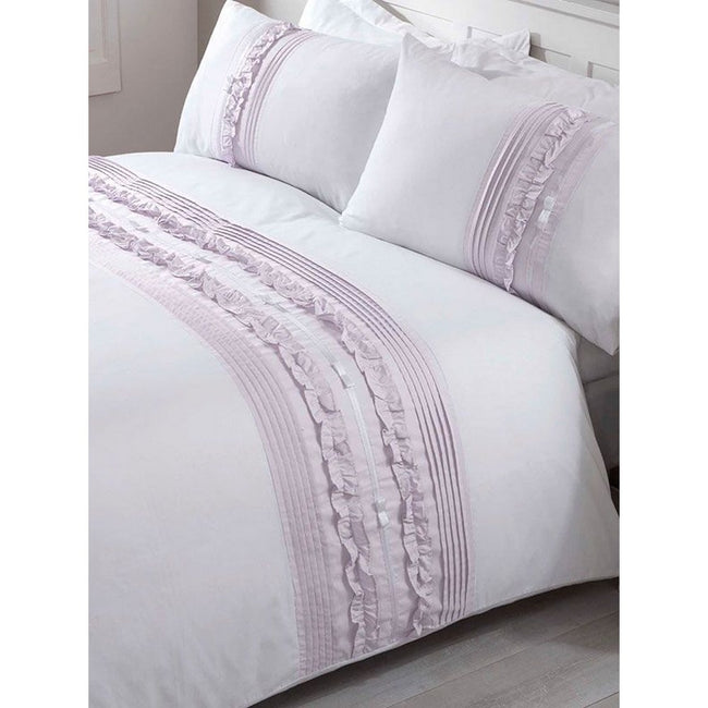 Duck Egg Blue - Side - Rapport Tilly Pintuck Duvet Set