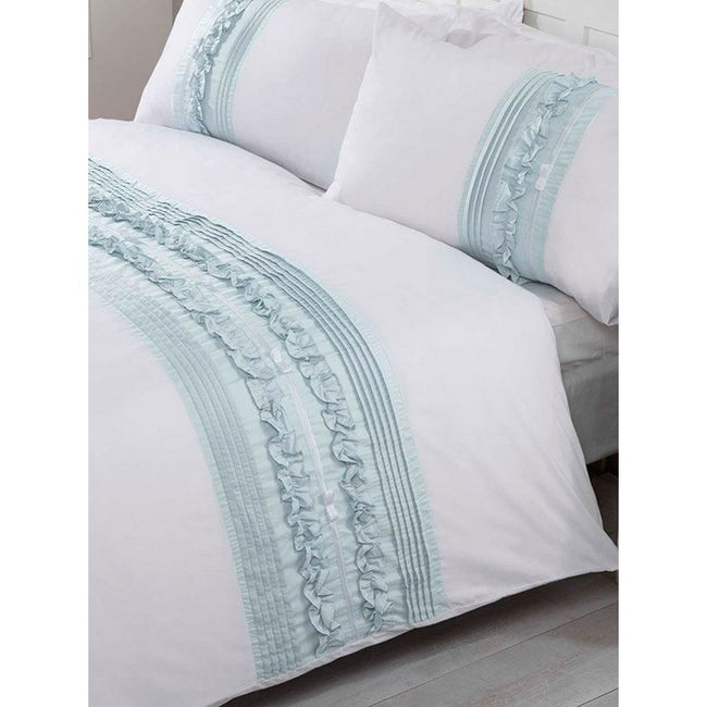 Duck Egg Blue - Front - Rapport Tilly Pintuck Duvet Set