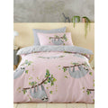 Pink-Gray - Front - Sloth Hanging Out Duvet Set