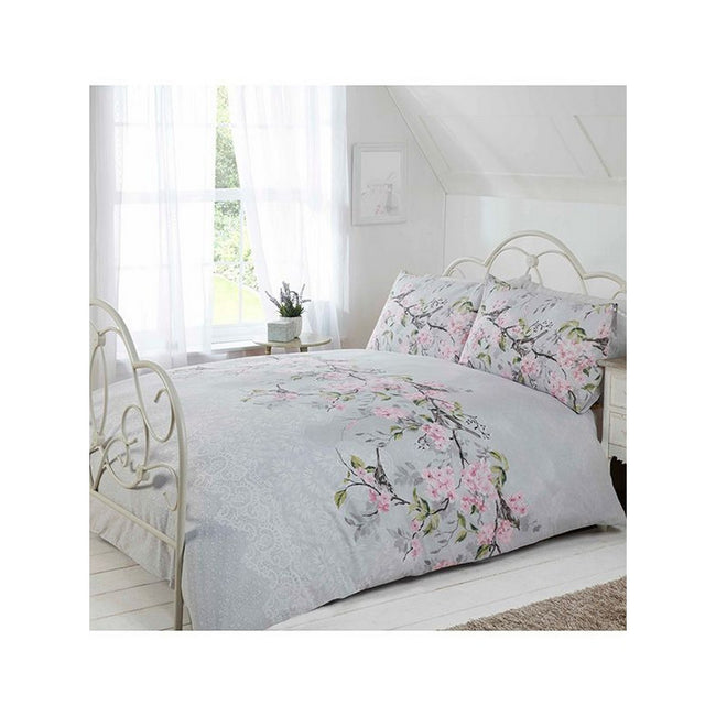 Gray - Back - Rapport Eloise Floral Duvet Set